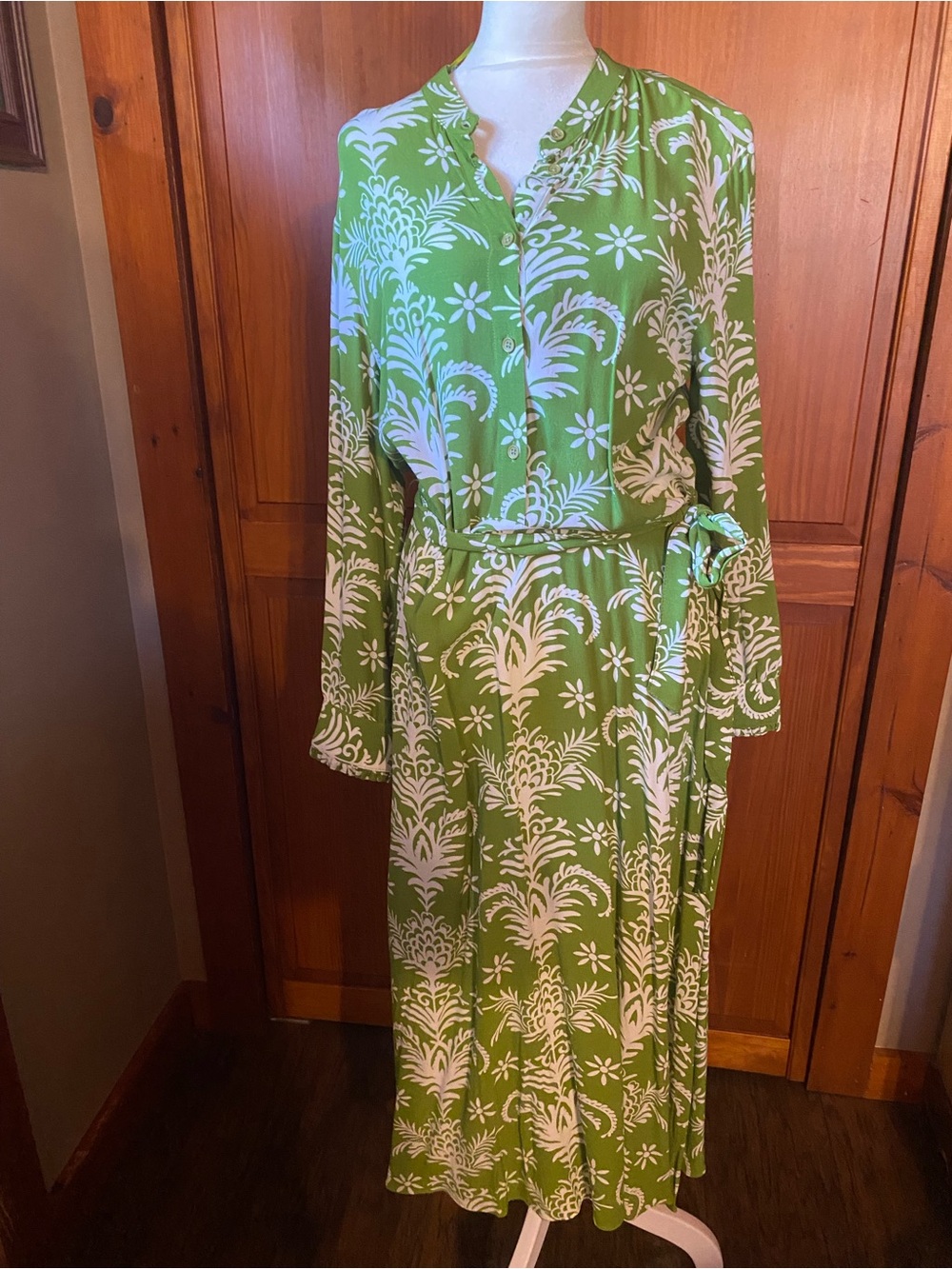 Zara Green and White Floral Maxi Dress